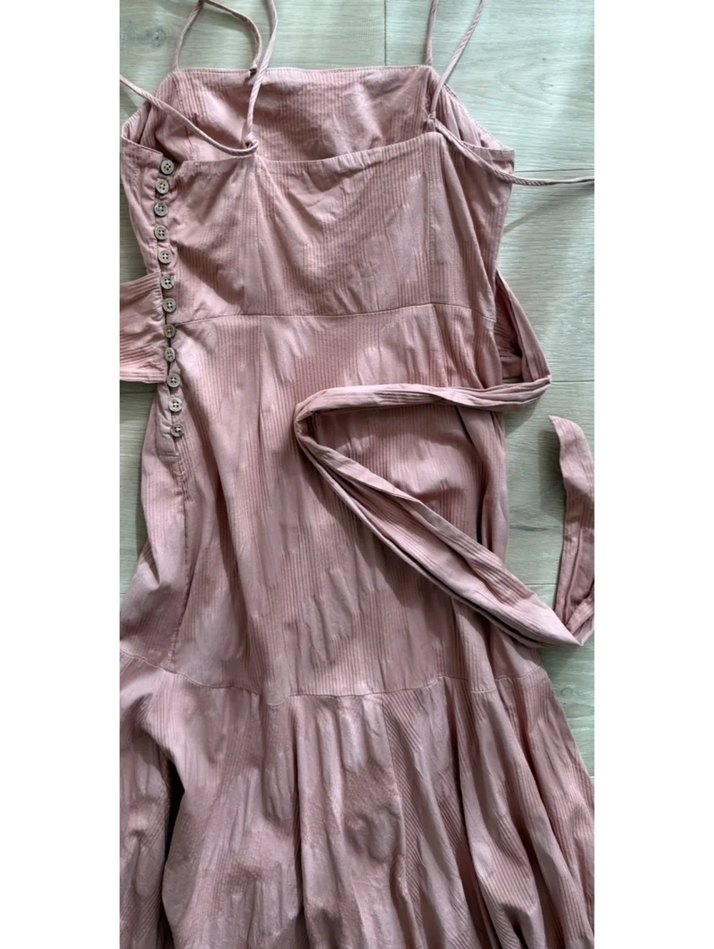 Free People Summer Ready Midi Dress Iced Chai Pink Cutout Ruched M